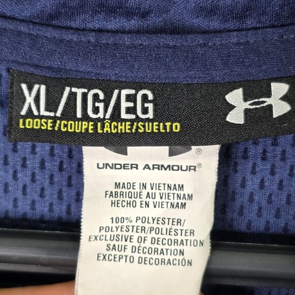 Mens Under Armour Navy 1/4 Zip Pullover Loose Fit Shirt Blitz United Soccer XL - Picture 3 of 8